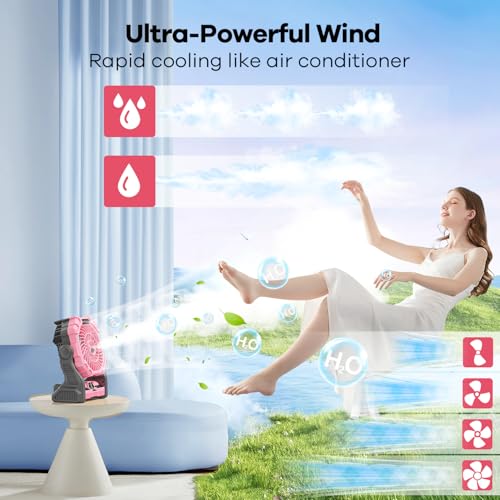Portable Misting Fan with RGB Lantern, 30000 mAh Rechargeable Camping Fan I36923