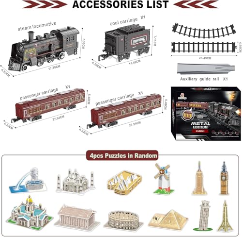 Electric Train Set for Kids with Steam Locomotive, Light & Sounds S601002