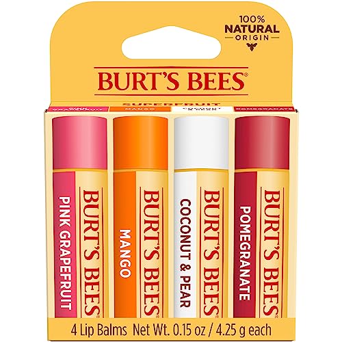 Burt's Bees Lip Balm 4-Pack, Pink Grapefruit, Mango, Coconut & Pear, Pomegranate C323915