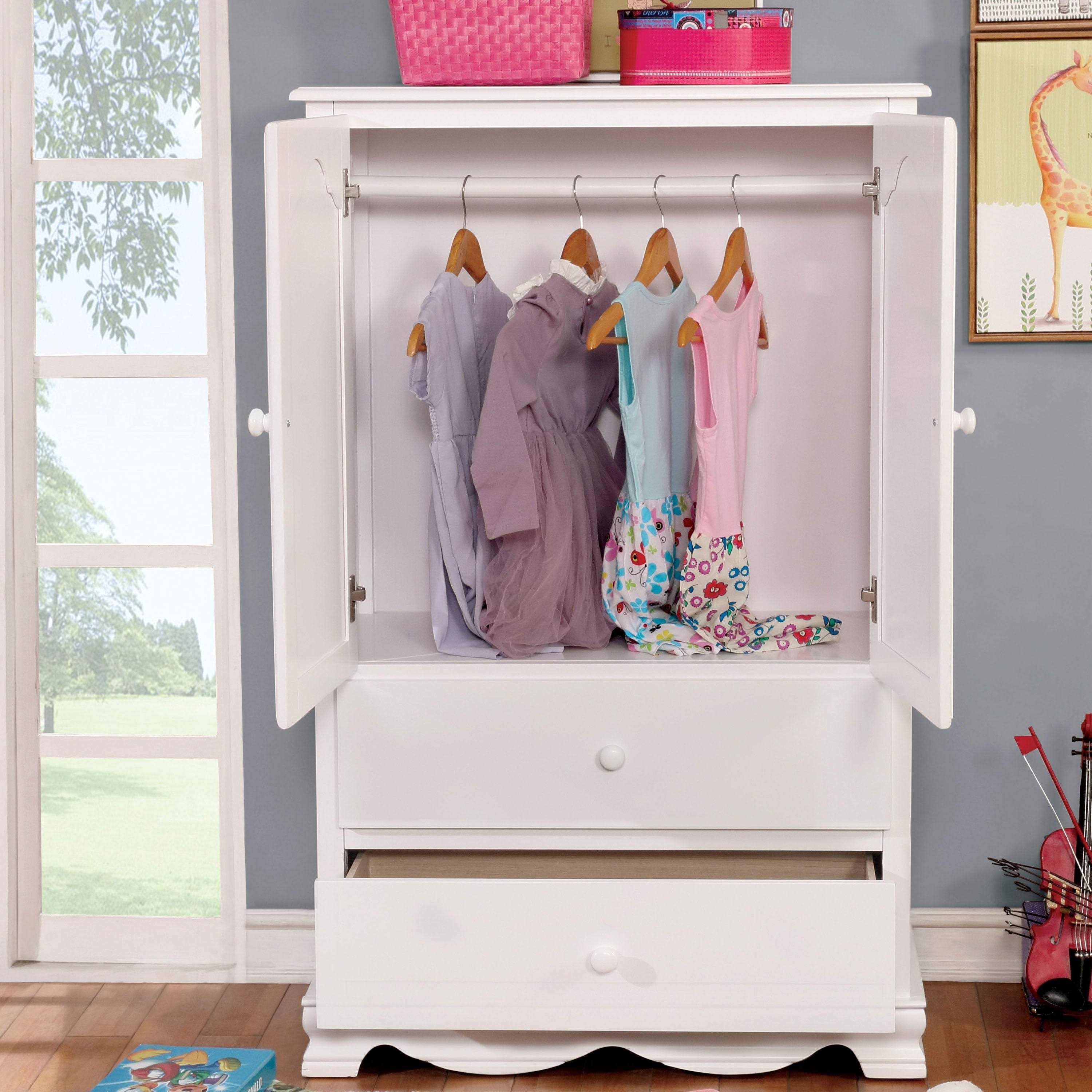 Furniture of America Jevi Solid Wood Youth Armoire - Pink U328826