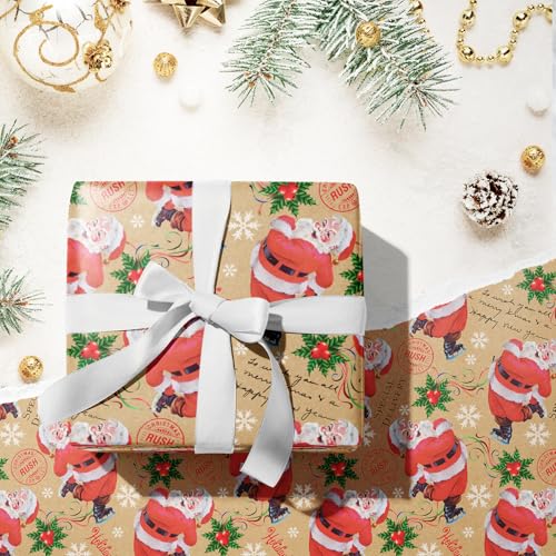 RUSPEPA Christmas Wrapping Paper Jumbo Roll Kraft Paper, Christmas Tree Design, 30 in x 100 ft U53088
