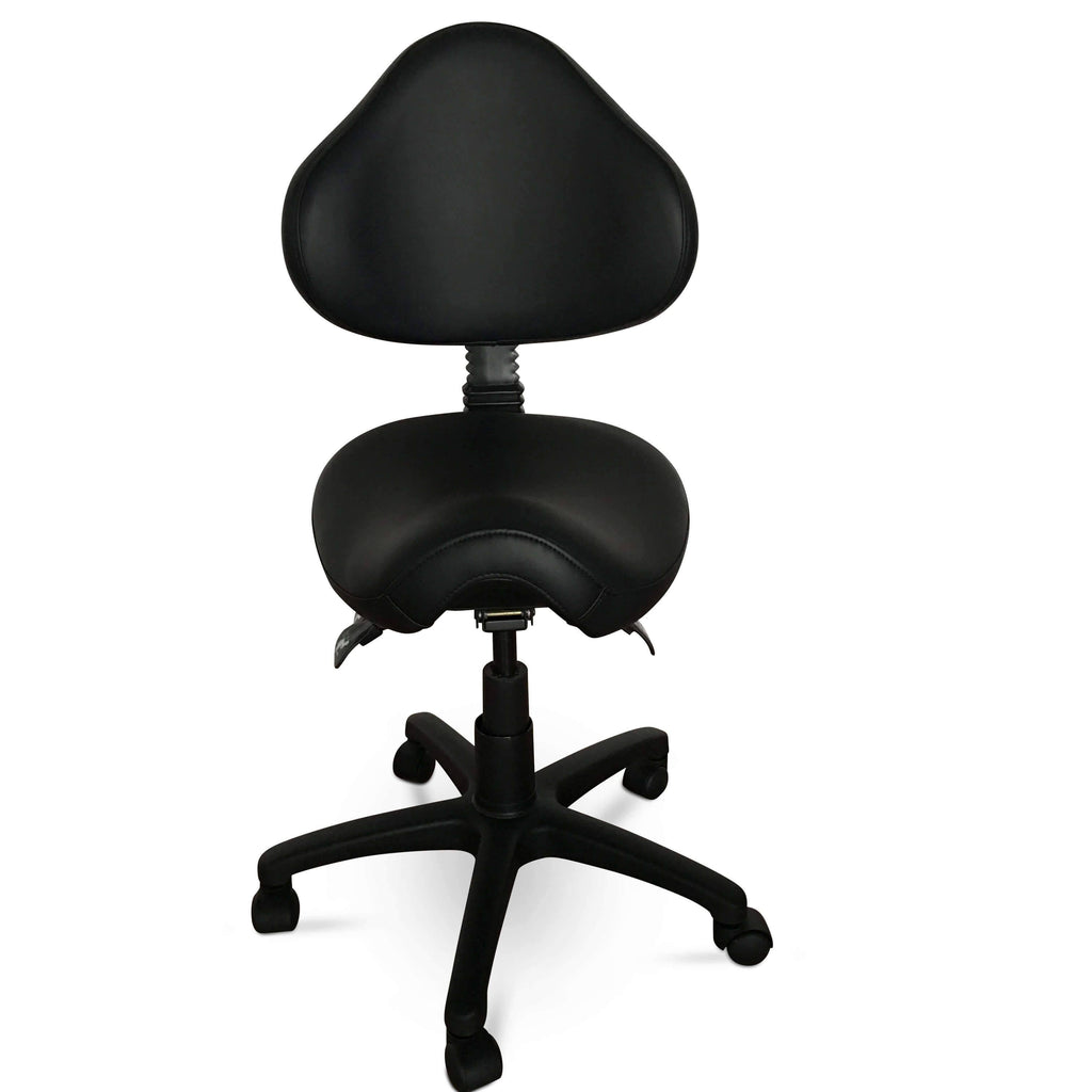 ES Ergonomic Rolling Saddle Stool with Adjustable Height and Backrest X176348