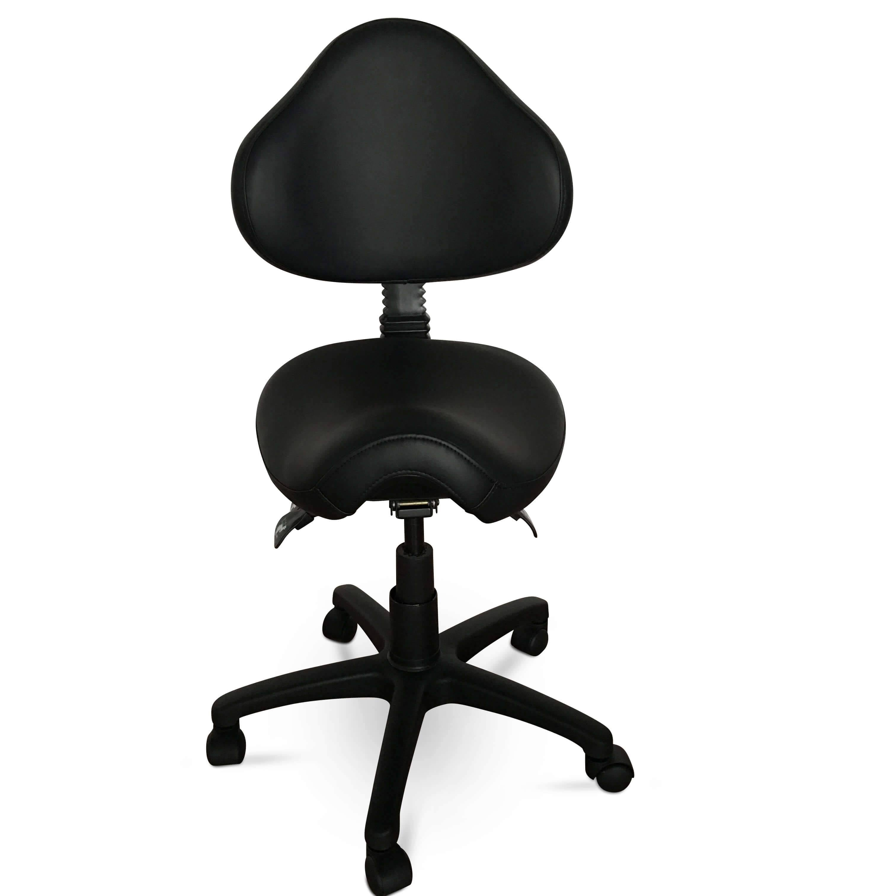ES Ergonomic Rolling Saddle Stool with Adjustable Height and Backrest X176348