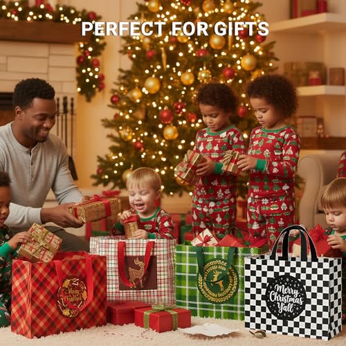habgp 20 Pack Christmas Gift Bags Assorted Sizes with Handle, Reusable Tote K88379