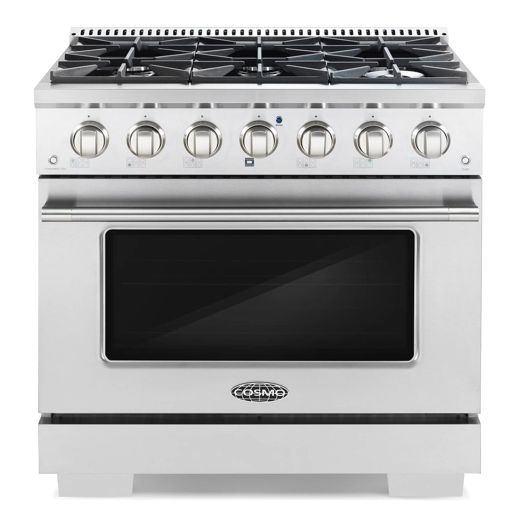 Cosmo 2 Piece Kitchen Appliance Package with 36" Gas Range & Under Cabinet Range Hood Y462307