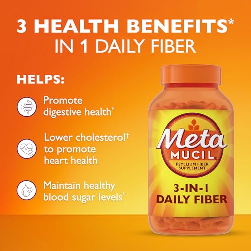 Metamucil Daily Psyllium Husk Powder Supplement, 300ct Capsules B97218