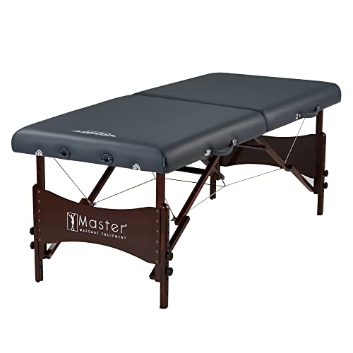 Master Massage Newport Portable Massage Table with 2.5" Cushion, Walnut Hardwood, Black, 30" R296868