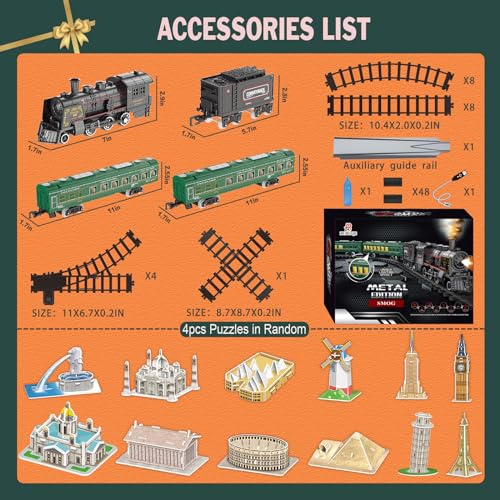 Electric Train Set for Kids with Steam Locomotive, Light & Sounds S601002