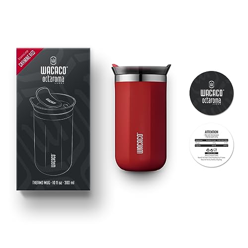 WACACO Octaroma Classico Vacuum Insulated Coffee Mug, Double-wall Stainless Steel, 6 fl oz, Carmine Red Z33030