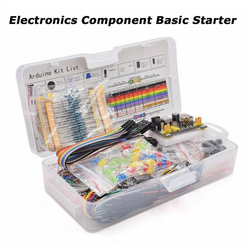 Sufanic Electronics Basic Component Starter Kit with Breadboard Power Supply Jumper Wires Resistors Capacitors LED C75289