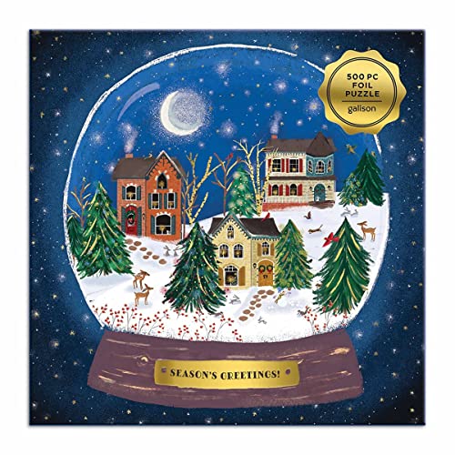Galison Winter Lights Foil Puzzle, 500 Pieces, 20" x 20" Holiday Jigsaw Puzzle P8985