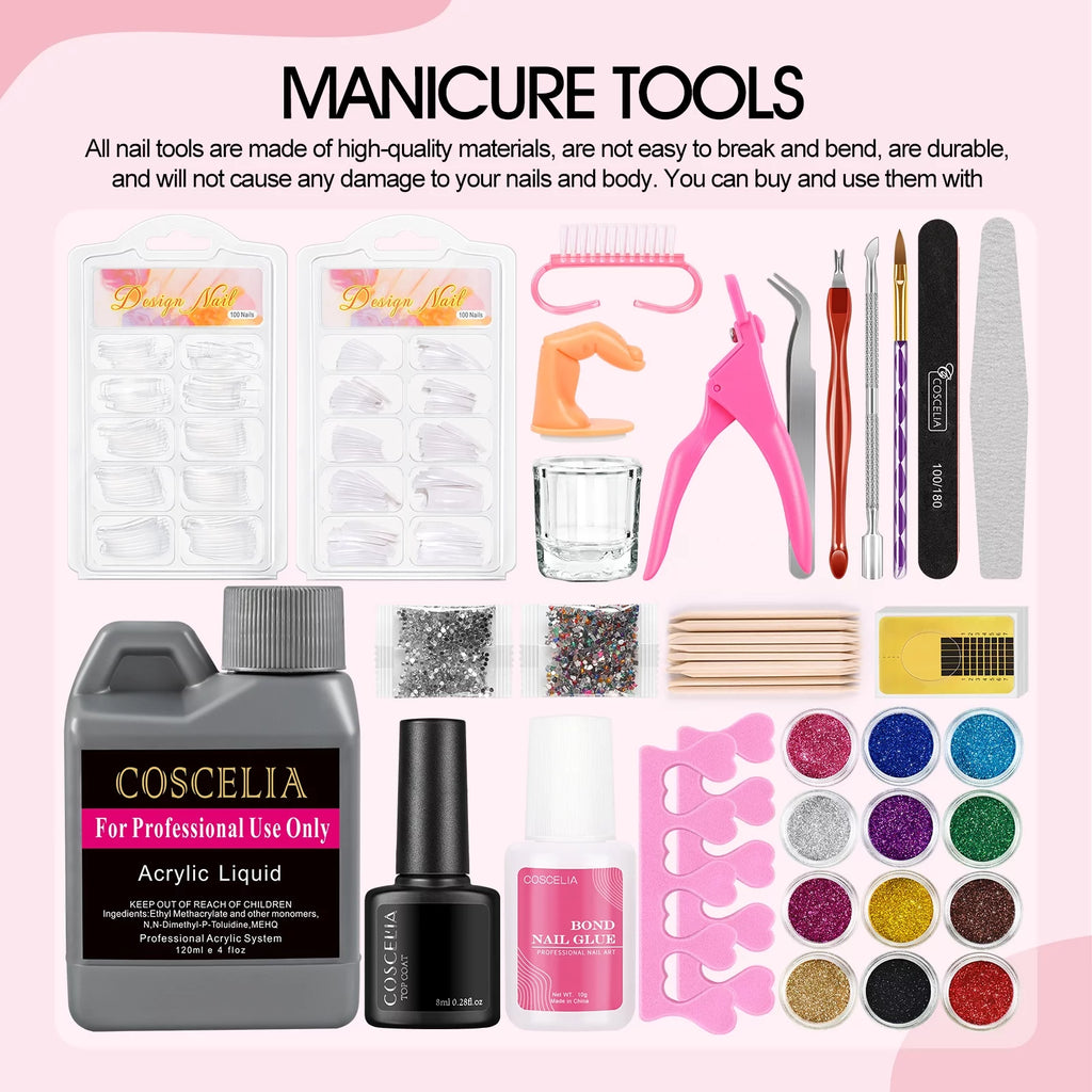Coscelia Acrylic Nail Kit with UV Light and Nail Drill O96265