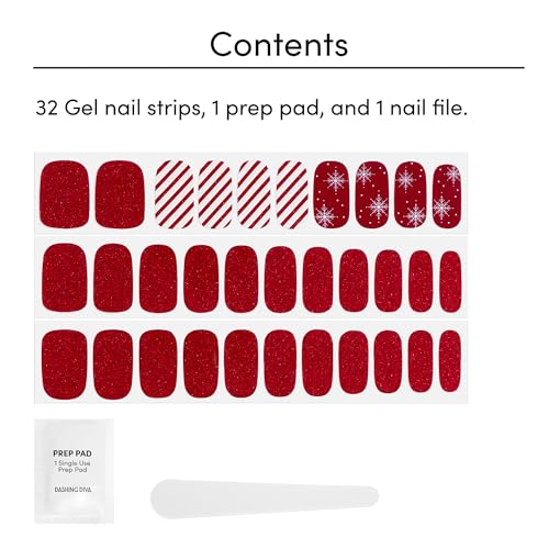 Dashing Diva Gloss Nail Strips Santa Baby - Gel Nail Stickers, 32 Count R845
