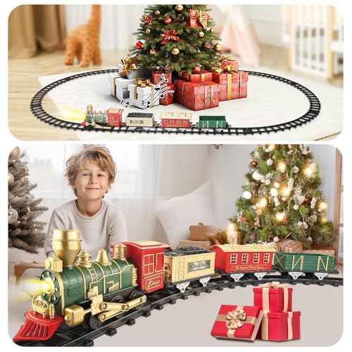 Electric Christmas Train Set with Lights and Sounds for Kids Y77468