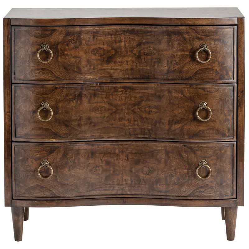 Crestview Collection Hawthorne Estate 3-Drawer Olive Ash Burl Chest O4419