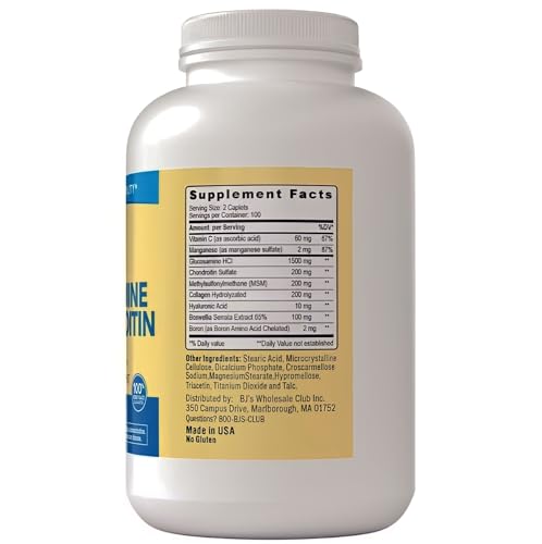 Berkley Jensen Glucosamine Chondroitin MSM Boswellia Complex Triple Strength, 200 Caplets P6366
