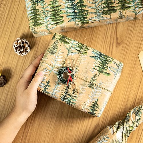 RUSPEPA Christmas Wrapping Paper Jumbo Roll Kraft Paper, Christmas Tree Design, 30 in x 100 ft U53088