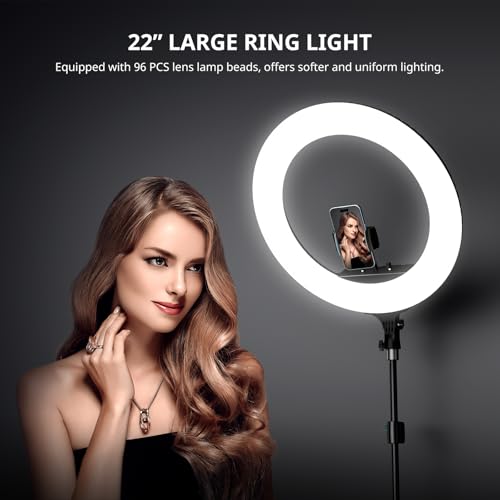 Aureday 14'' Selfie Ring Light with 62'' Tripod Stand and Phone Holder W597