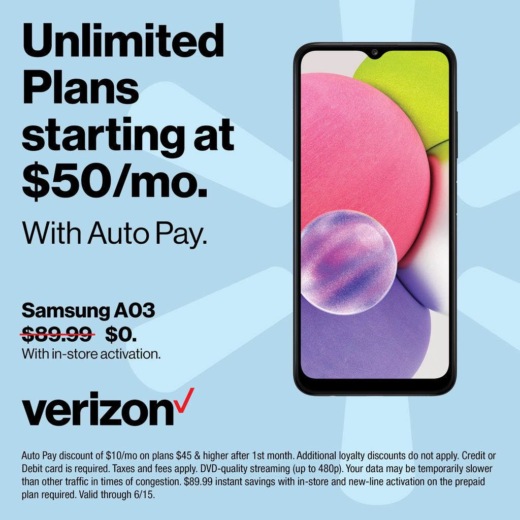 Samsung A03s Verizon Prepaid Smartphone 32GB Black F905266