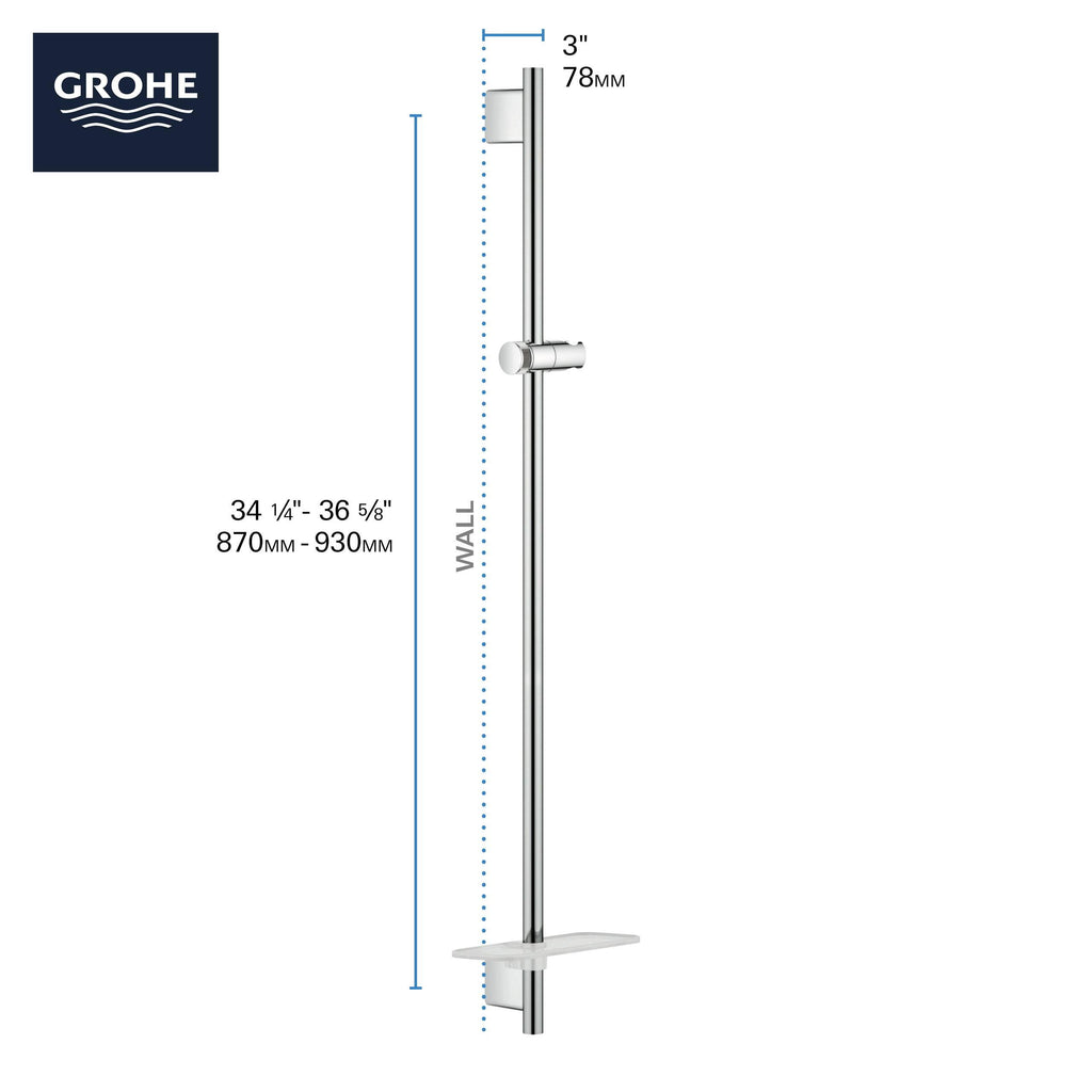 Grohe Rainshower Smartactive 36x22 Shower Slide Bar, Starlight Chrome V20584