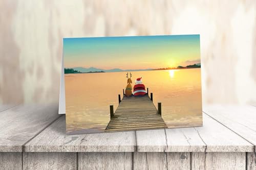 Stonehouse Collection Dock Sunset Christmas Card 18 Boxed Holiday Cards and Envelopes USA Made J542