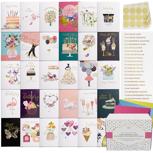 Dessie 30 Unique Christmas Cards with Envelopes and Gold Sealing Stickers B61775
