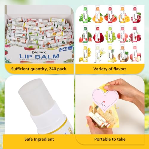 DMSKY Natural Lip Balm Bulk 36 Pack with Vitamin E and Coconut Oil, 12 Flavors L77674