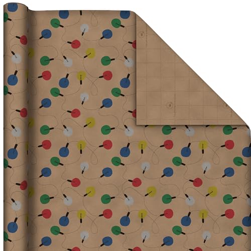 Hallmark Christmas Wrapping Paper Bundle with Cut Lines, Kraft, Red Trucks, 4 Rolls D91100