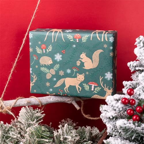 RUSPEPA Christmas Wrapping Paper Jumbo Roll Kraft Paper, Christmas Tree Design, 30 in x 100 ft U53088