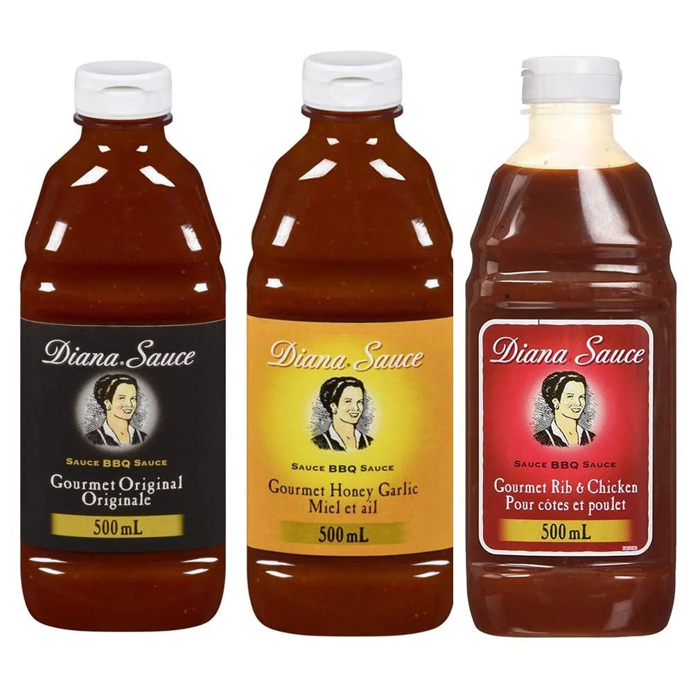 Diana Sauce Gourmet Original, Honey Garlic and Rib & Chicken, 3-Pack 500ml M646