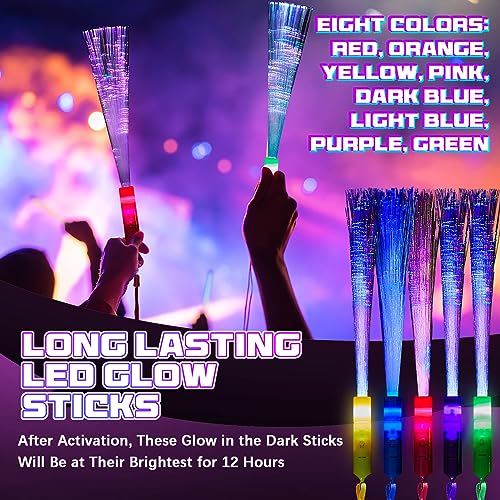 Kasyat 10 Pieces LED Fiber Optic Glow Wands for Party Favors P397