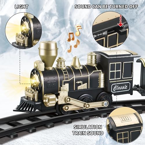 JUQU Christmas Train Set for Kids Ages 3-8, Battery Operated with Lights and Sounds R49536