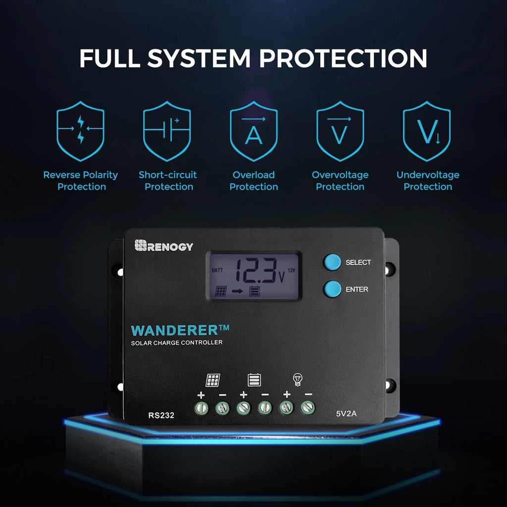 Renogy 100W 12V Monocrystalline Solar Starter Kit with Wanderer 10A Controller F720157