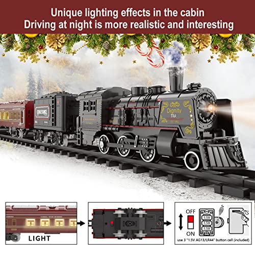 Electric Train Set for Kids with Steam Locomotive, Light & Sounds S601002