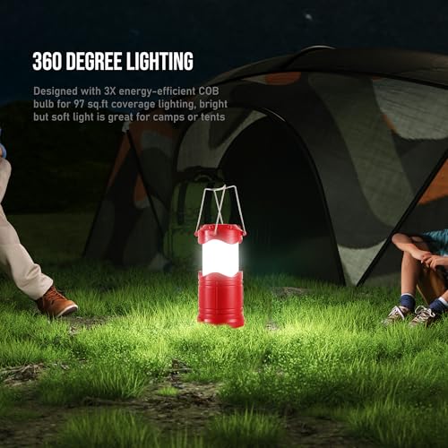 Lichamp LED Camping Lantern 4 Pack, Battery Powered Portable Hanging Light X975