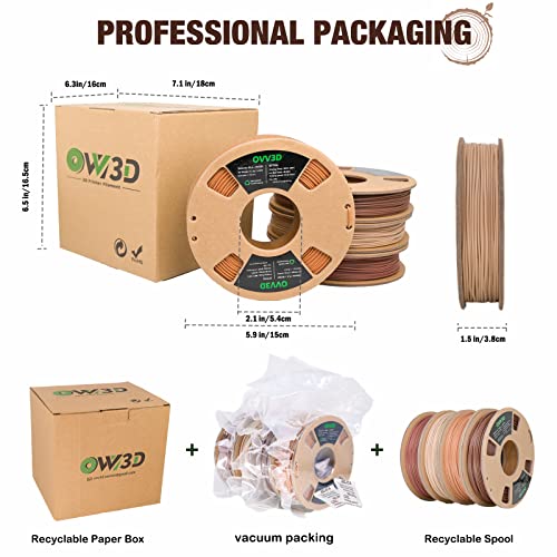 OVV3D Wood PLA Filament Bundle 1.75mm 200g 4 Pack Y521193