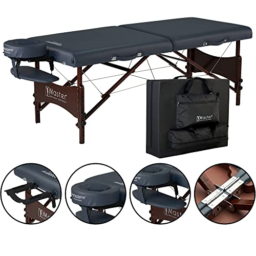 Master Massage Newport Portable Massage Table with 2.5" Cushion, Walnut Hardwood, Black, 30" R296868