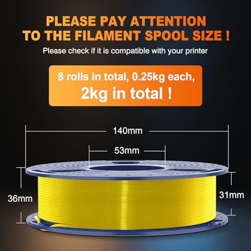SUNLU PLA 3D Printer Filament Bundle 1.75mm Multicolor 8 Rolls 250G N4234