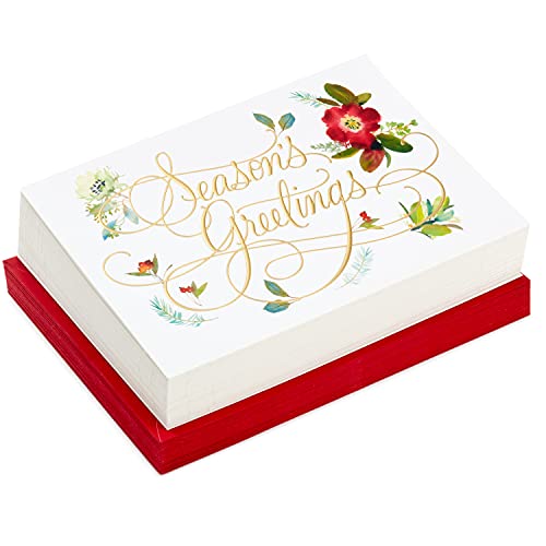 Hallmark Boxed Holiday Cards, Floral Season's Greetings (40 Cards with Envelopes) L145170