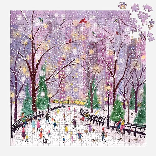 Galison Winter Lights Foil Puzzle, 500 Pieces, 20" x 20" Holiday Jigsaw Puzzle P8985