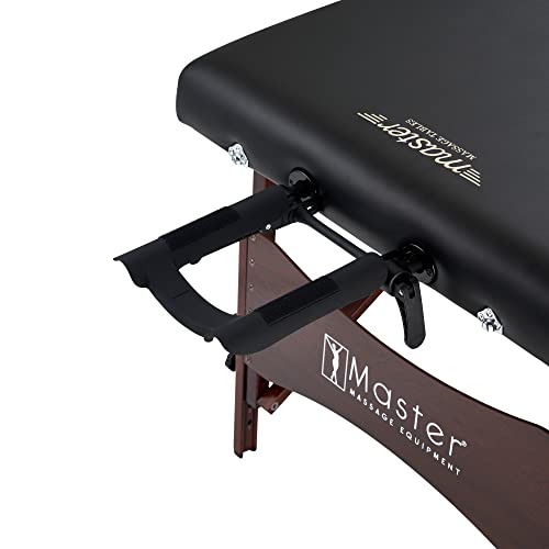 Master Massage Newport Portable Massage Table with 2.5" Cushion, Walnut Hardwood, Black, 30" R296868