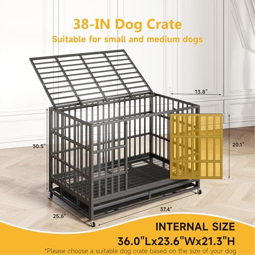 48 Inch Heavy Duty Dog Crate for Large Dogs, Double Door Steel Cage with Removable Tray L544488