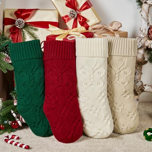 Bone Shaped Dog Christmas Stockings 3 Pack Cable Knit with Name Tag X7669