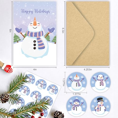 SuperShunhu 24 Cute Snowman Christmas Cards with Envelopes, 4x6 Inch T41132