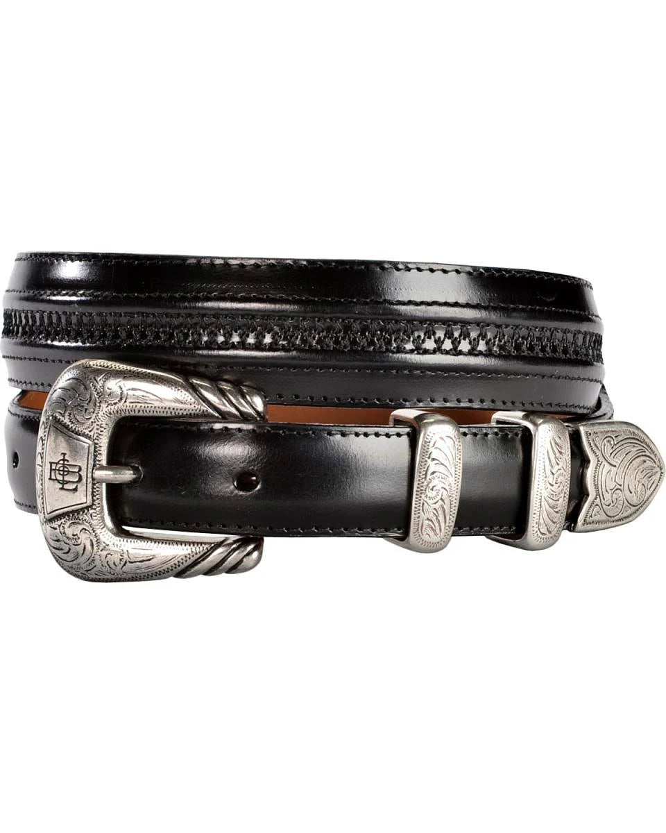 Lucchese Men's Hobby Stitch Tapered Goat Belt, Black T97051