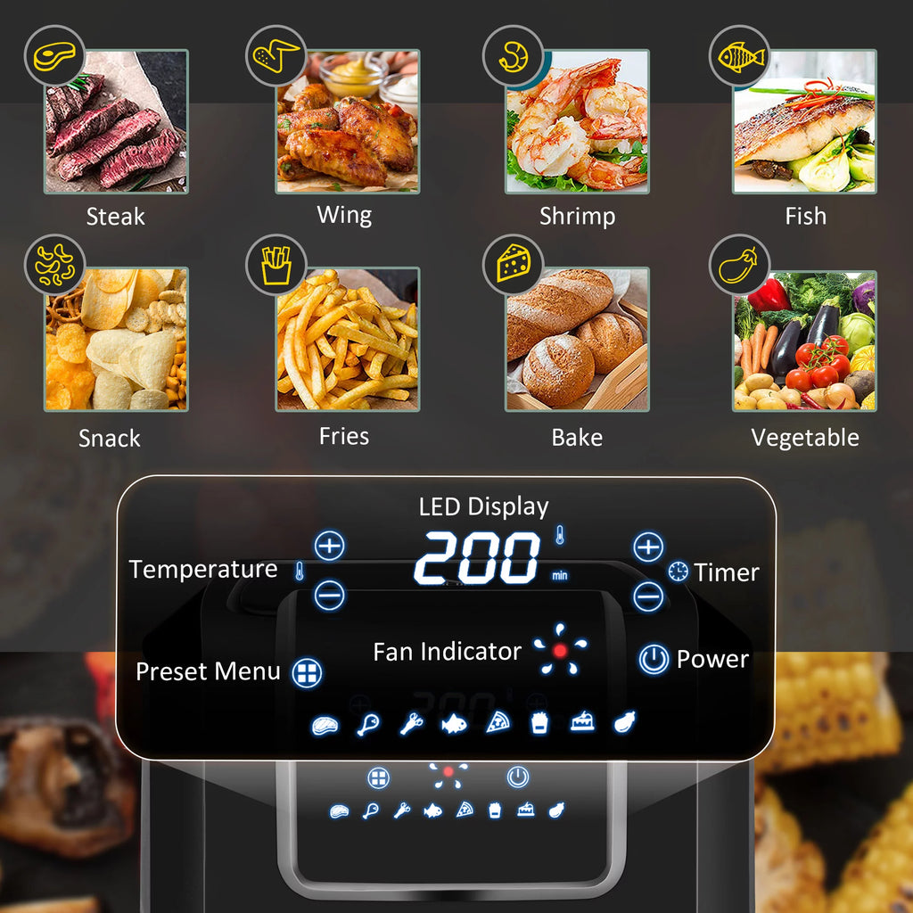 HOMCOM Air Fryer 6.9 Quart with Digital Display, Black Y897154