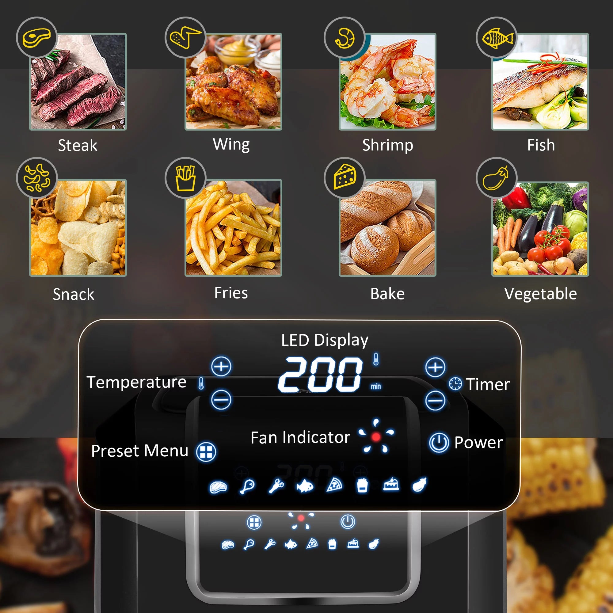 HOMCOM Air Fryer 6.9 Quart with Digital Display, Black Y897154
