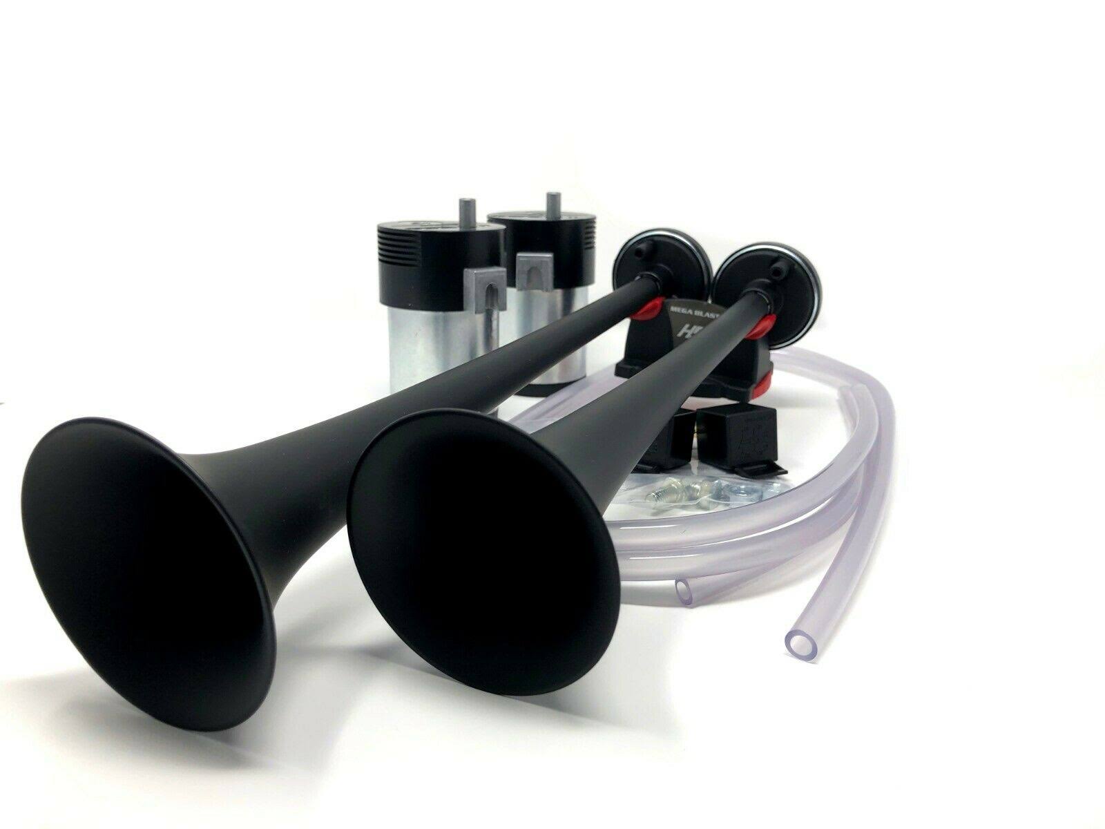 Mega Blast Air Horns for Trucks Cars SUV Train Sound Black F403
