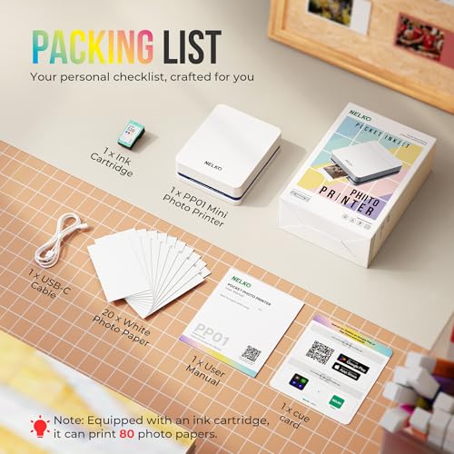 Nelko PP01 Portable Mini Photo Printer for iOS & Android, White Z15552
