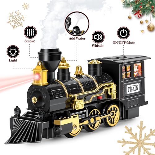 OleFun Train Set with Steam, Sounds & Lights, Christmas Railway Kit for Kids Y329016